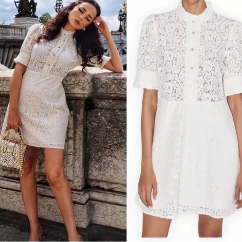 COPY - Lace Zara dress with rhinestone button.